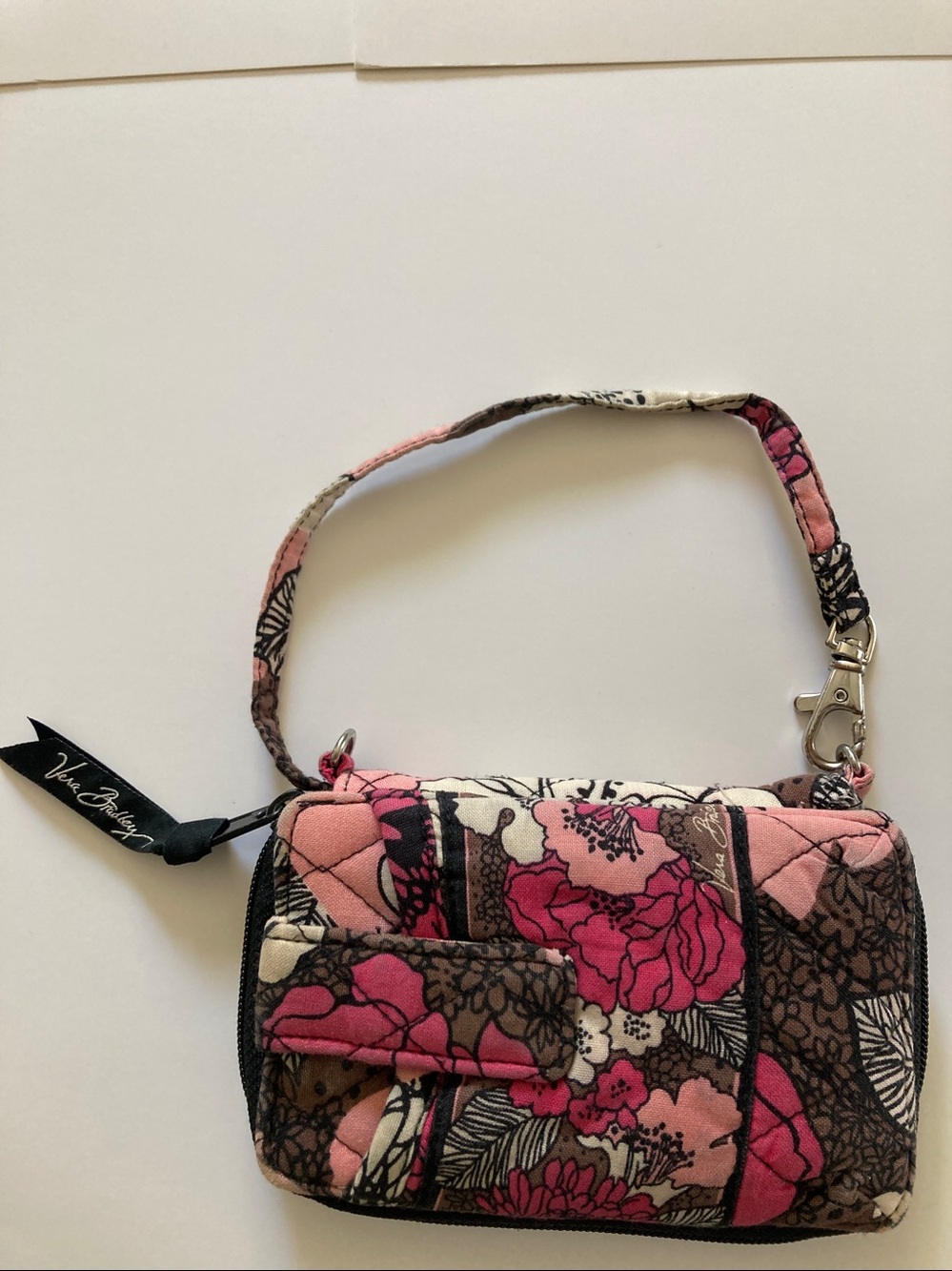 Vera Bradley Mocha Rouge Floral Quilted Wristlet